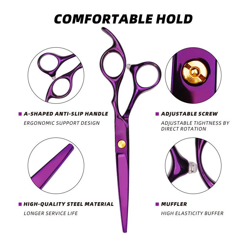 Stainless Steel Purple Professional Barber Hairdressing Scissors - Thinning & Chopping