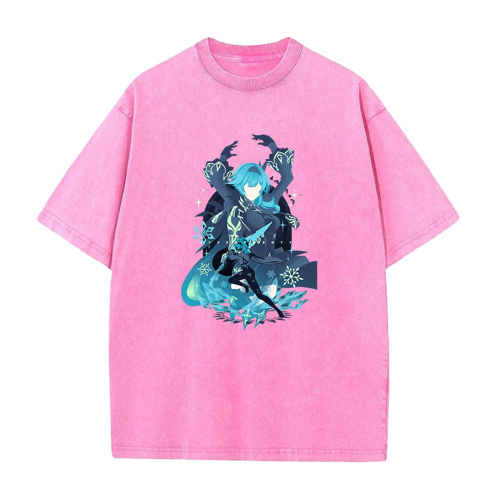 

Game Genshin Impact Eula Graphic Printed T Shirt Men Women Casual Loose Tshirts Washed Cotton Tee Harajuku Male Vintage Tshirt S
