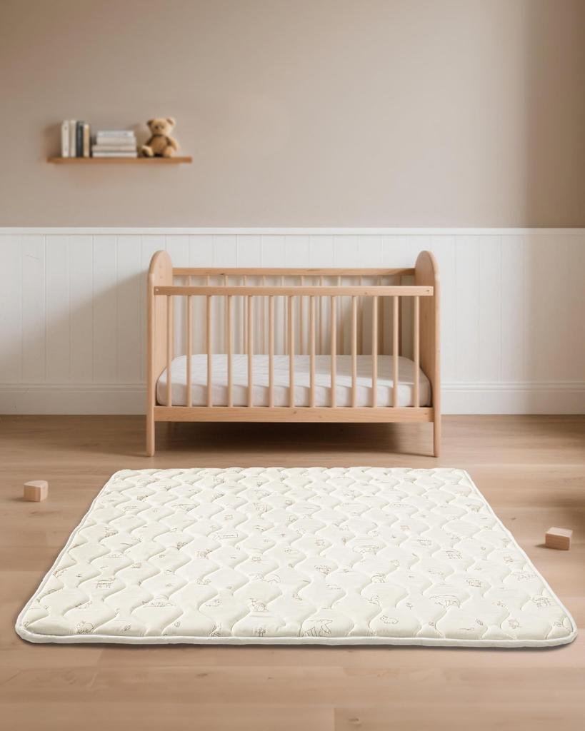 Fortella Baby Play Mat, 120x120x2cm Extra Thick, Foldable, Non-Slip, Soundproof, and Safe, Single Mat, Forest Beige