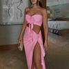 Women's Summer New Fashion Sexy Tube Top Slim Pleated Split Strap Suit