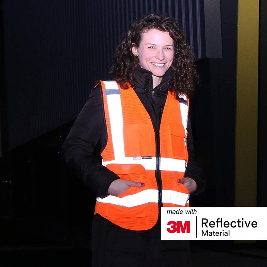 Salzmann Reflektierende Weste in Orange Mesh Mehrfachtasche