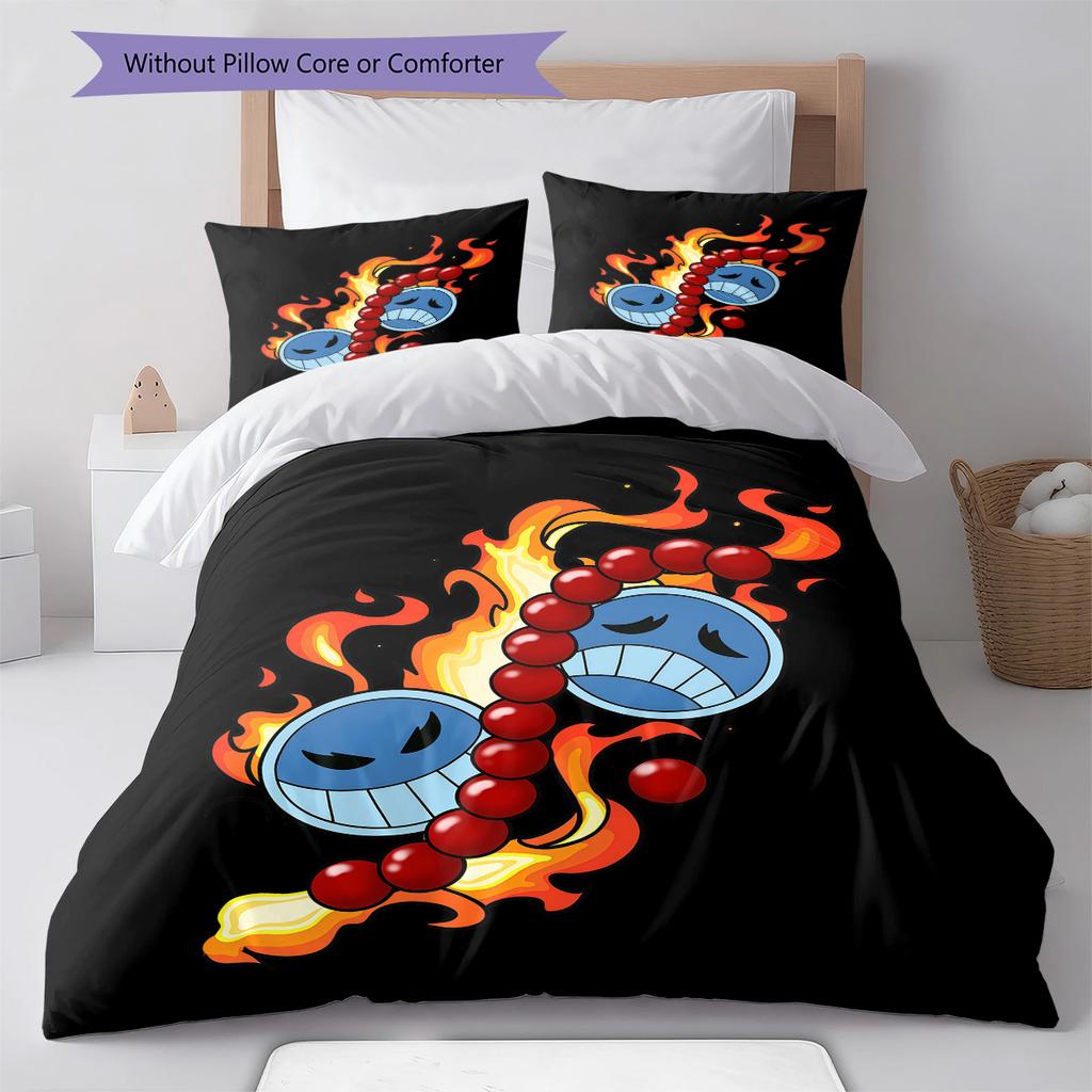 Anime One Piece Pattern Bedding Quilt Set Quilt Cover Pillowcase Home Birthday Gift(1 * Duvet Cover + 2 * Pillowcase, Without Core)