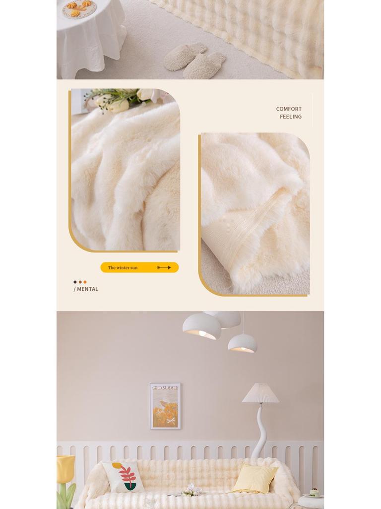 Kaninchen Plüsch Rutschfestes Winter Sofa Handtuch - Dicke Kratzfeste Blasen Samt Abdeckung