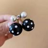 French Style Retro Luxury Black and White Polka Dot Earrings for Women Lady Elegant Earrings Daily Banquet Wedding Jewelry Gifts
