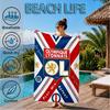 Lyon Football Crest Design Printed Microfiber Beach Towel, Soft And Absorbent, Quick-Dry, Ideal for Summer Travel, Beach Essential, Swimming Pool