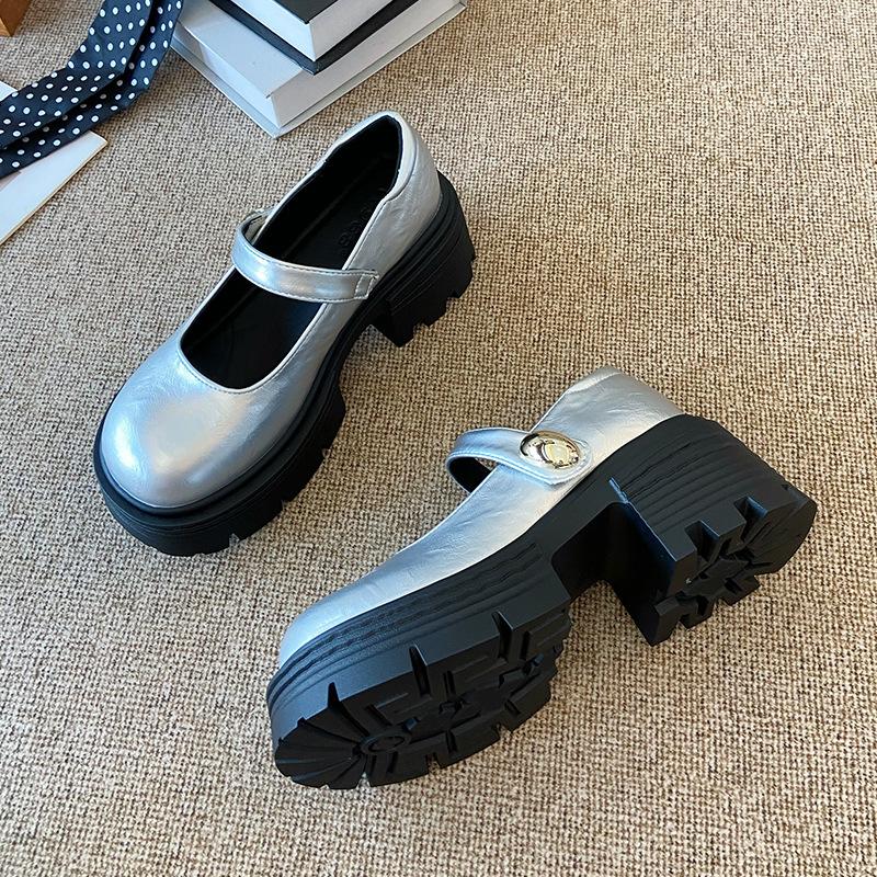 2033 rétro polyvalent plateforme petites chaussures en cuir pour femmes 2025 nouvel été augmentation de la hauteur Mary Jane française à bouche peu profonde chaussures simples