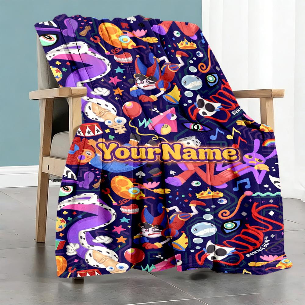 Digital Circus Customize Your Name Blanket Lightweight Customizable Blanket Durable Comfort Great for Livingroom Chair Home Decor Seaside