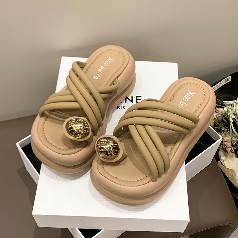 Fashion 7cm Platform Sandals Women Heels Shoes Platform Open Toe Slippers Summer Fad Sandals Dress Beach Flip Flops Women Crystal Slides