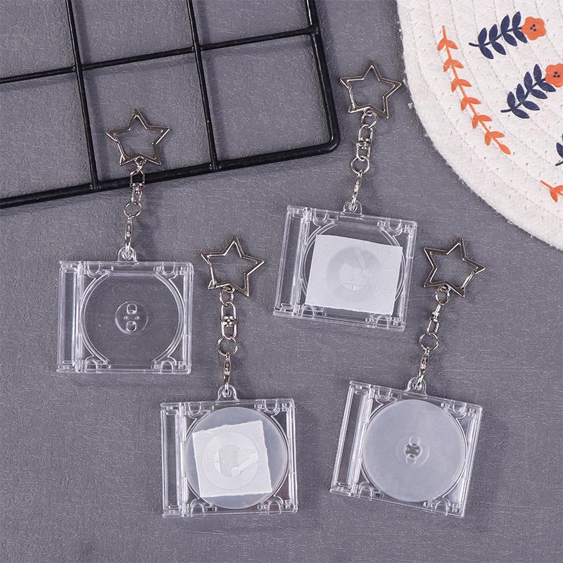 Blank Album Mini Cd Case Keychain Cd Player Keyring Peripheral Commemorative Album Key Holder For Diy Backpack Pendant