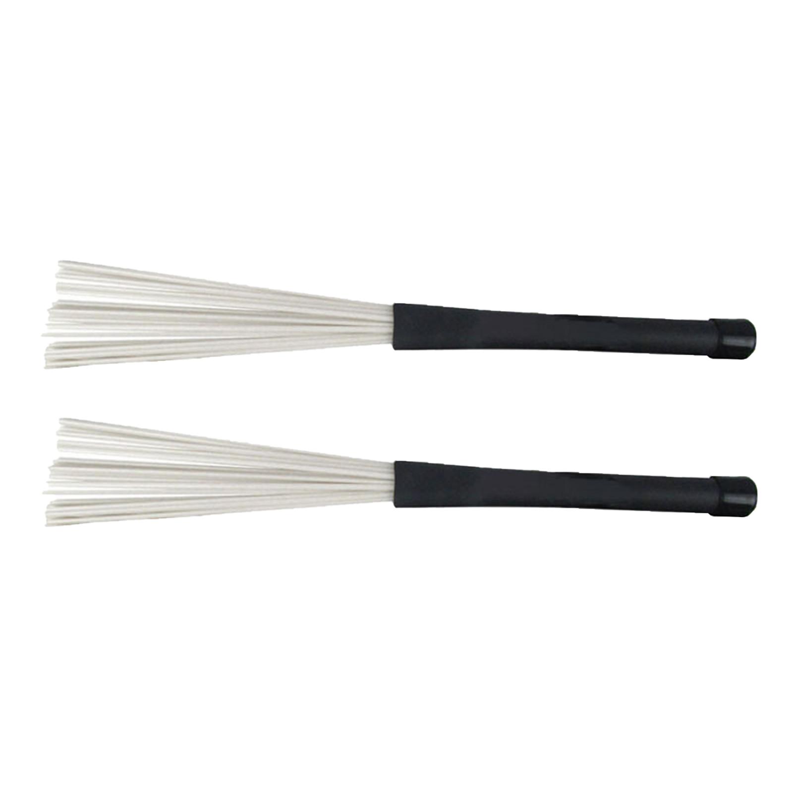 2 Stück Schlagzeugbesen Percussion-Besen Snare-Besen Jazz-Schlagzeugbesen Professioneller Nylon-Drahtbesen mit Komfortgriff weiß