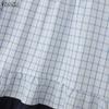 ZANZEA Women Plaid Print Casual Round Neck Half Sleeve Splice Blouse