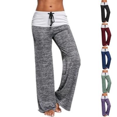 Women's Casual Pockets Elastic Waist Solid Pants Loose Long Trousers Pants