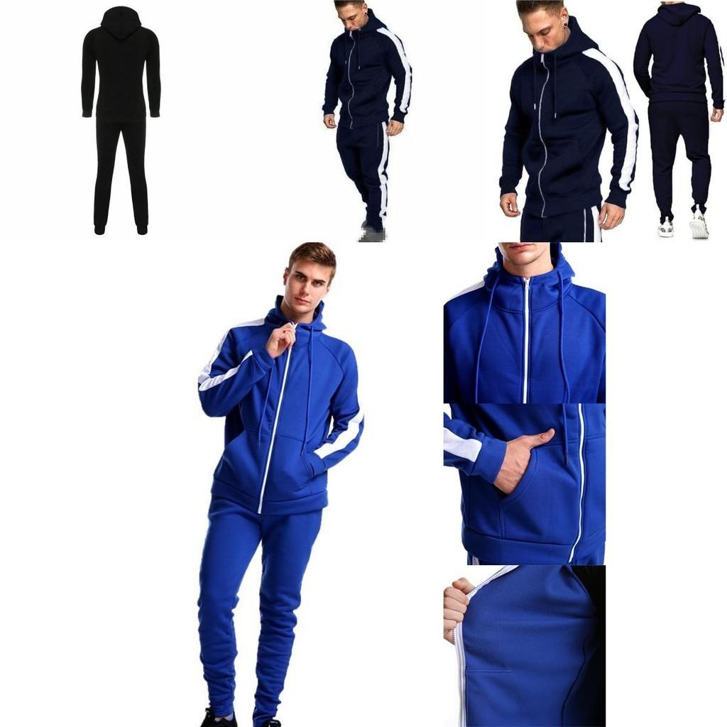 Premium 2pcs Mens Tracksuit Set With Zip Hooded Coat And Comfortable Joggers