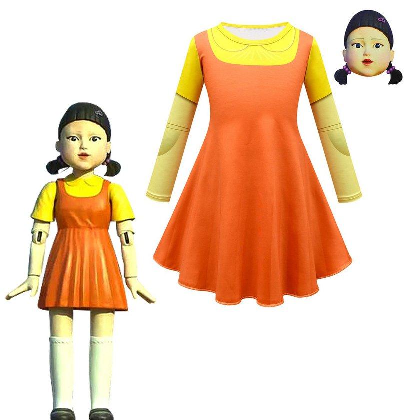 Vestido de niños para calamar juego de personajes de títere vestido y máscara Vestido de niños para calamar juego de personajes de títere vestido y máscara