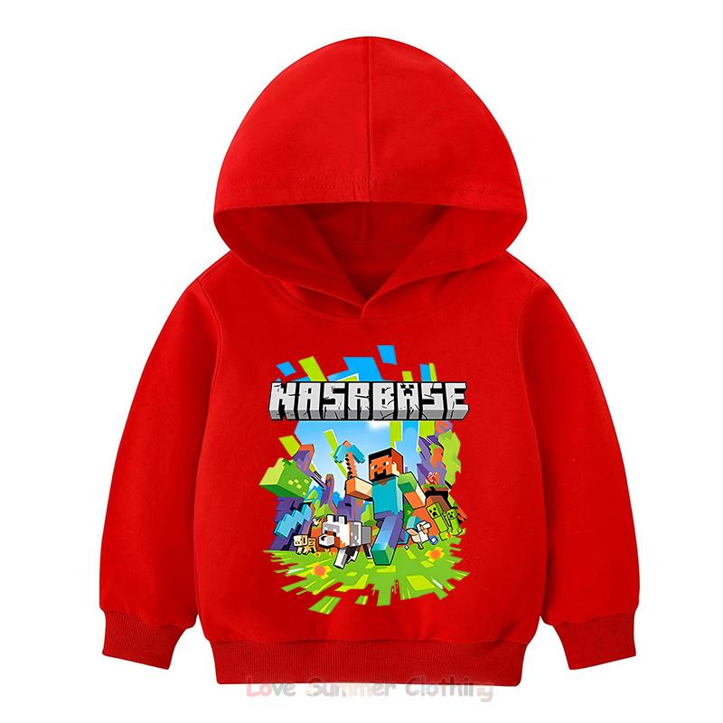 Minecraft Hoodie für Jungen Alter 4-14 Mädchen HD-Druck Kinder Hoodie Polyester Pullover Lässiges Mädchen Sweatshirt Herbst Viele Farben