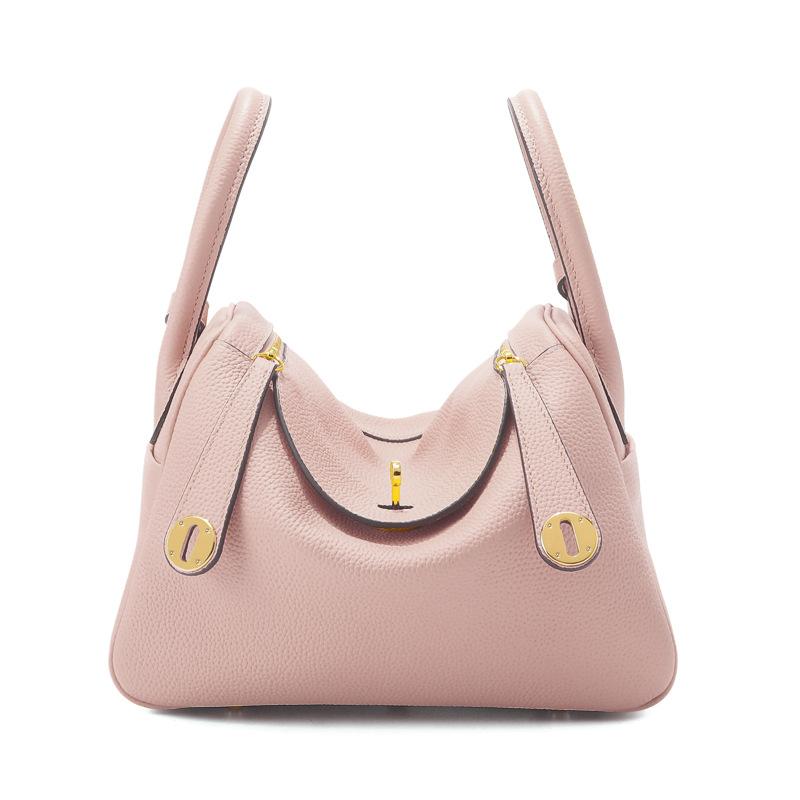 Women Lindy Style Handbag, Retro Rotating Lock Crossbody Shoulder Bag, Multi Pocket Portable Top Handle Purse, Casual Daily Work Travel Leather Bag
