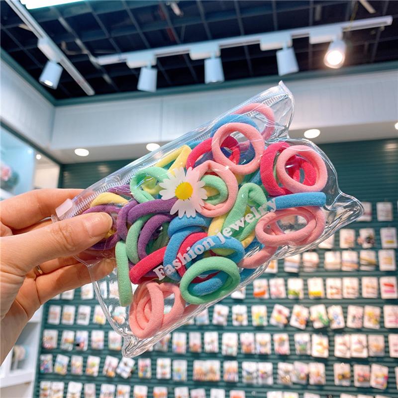 

50 шт. Девочки Разноцветные Нейлоновые Резинки для Волос Держатели для Хвоста Резинки Головные Уборы Эластичные Резинки для Волос Корейские Детские Аксессуары для Волос Украшения