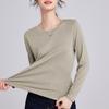 Tencel Linen Retro Long-sleeved Slim-fitting Straight-shoulder Women's Crew Neck Sports Top