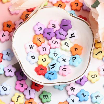 Fashion DIY Crafts Flower Colorful Letter Acrylic Beads Pendant For Jewelry Making Bracelet Necklace 20Pcs 12mm