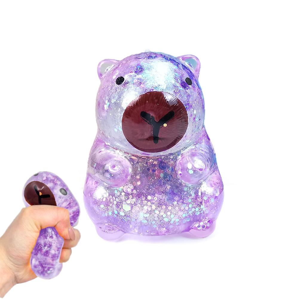 New Capybara Glitter Decompression Toy Soft Glitter Gummy Fidget Toys Low Rebound Decompression Toys Dough Ball Home Decor