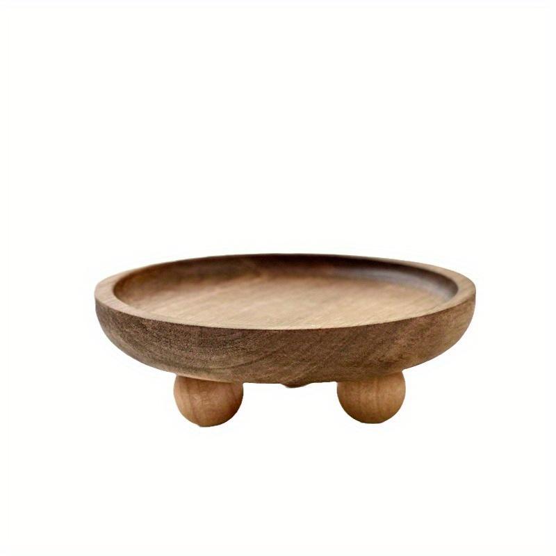 Elegant Rund Bricka i Massivt Trä i Vintage-Stil - Idealisk för Kosmetika, Smyckesförvaring, Badrums Aromaterapi Dekor