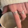 BF CLUB 925 Sterling Rings for Women Simple Geometric Handmade Irregular Vintage Double Layered Ring Allergy For Birthday Gift
