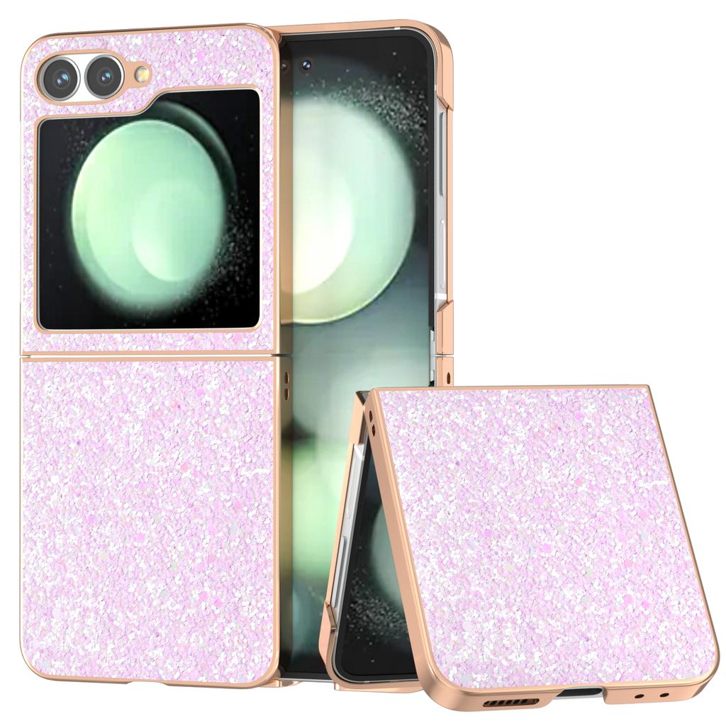 For Samsung Galaxy Z Flip7 FE 5G/Z Flip6 5G Case Electroplating Phone Cover Colored Glitter Design PU+TPU Protective Case
