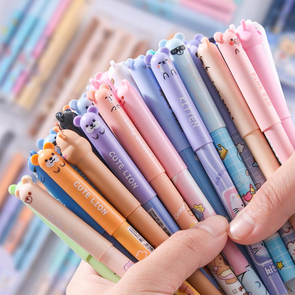 Mixed Random Cartoon Erasable High-visibility Neutral Pens, Easy-to-wipe Erasable Pens for Students' Stationery