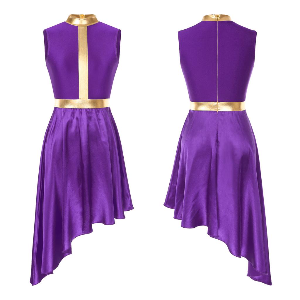 Womens Metallic Praise Dance Dress Overlays Tunics Asymmetrical Satin Skirt  Liturgical Lyrical Worship Costume  buy at low prices in the Joom online  store
