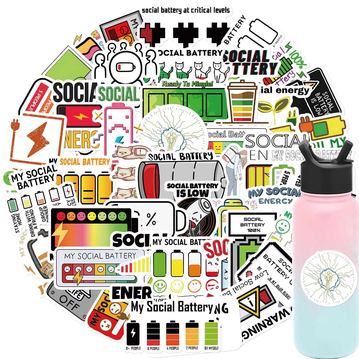 

50 Cartoon Social Energy Graffiti Stickers Decorate Laptop Suitcase DIY Waterproof Stickers