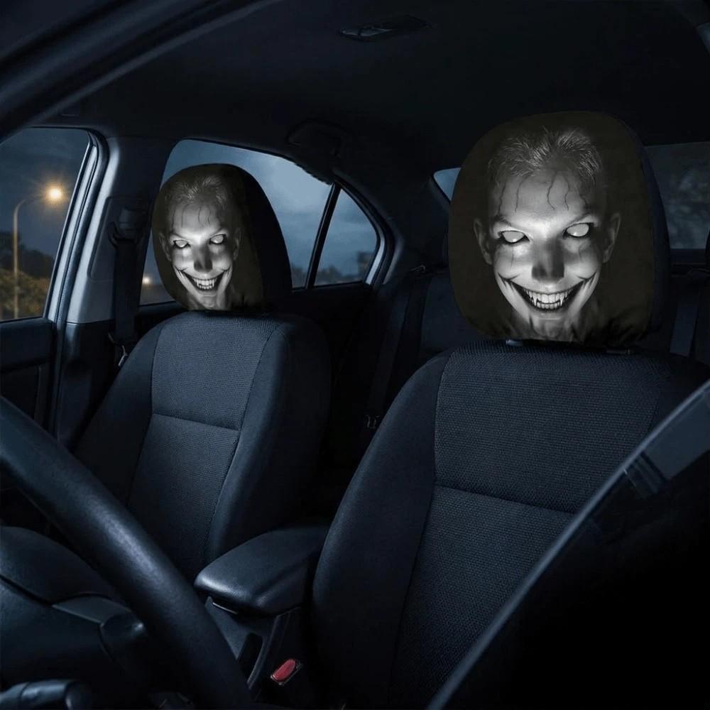 2PCS Stain-Proof Halloween Car Headrest Cover Auto Interior Decoration Cover Family Road Trips