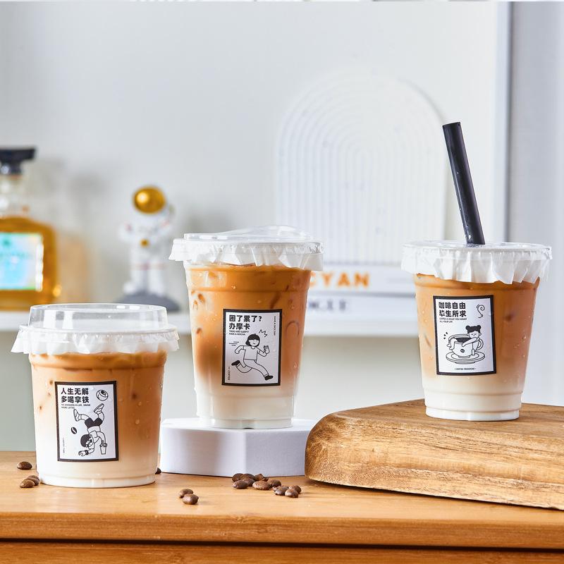 10Pcs Clear Plastic Cup With Strawless Lids Disposable Cups For Iced Coffee Or Juice Party Smoothie Milkshake Cold Drinks