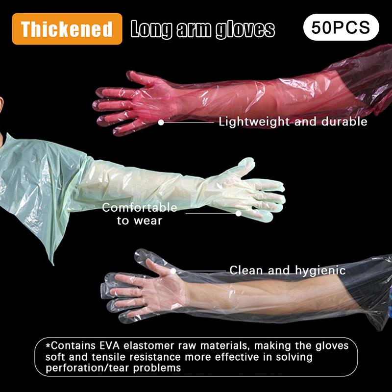 50 Stück Hochwertige Plastikhandschuhe Veterinär-Langhandschuhe für Rinder Künstliche Besamung