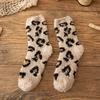 5/10 Pairs Comfortable Casual Coral Velvet Socks for Women Thickened Mid Calf Socks Cute Cow Spot Fleece Lined Floor Socks Home Warm Sleep Socks