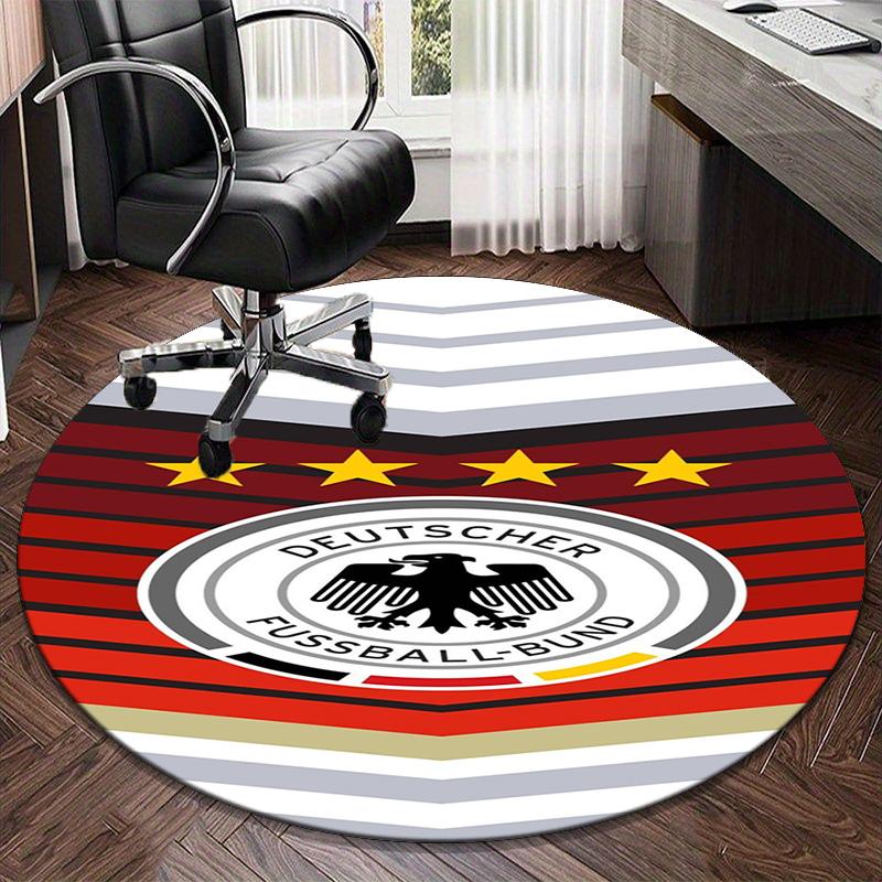 1PC round rug German Football Emblem Printed Round Area Rug ,Rug For Home Office, Round Chair Rug, Decorative Carpet Fan gifts Christmas gift