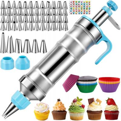 164-teiliges Tortendekorations-Set mit manueller Spritztülle, Silikondüsen, Cupcake-Förmchen, Kuchenglasur, Backen