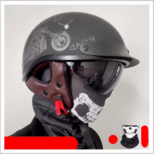 3C Certified Half Helmet Vintage Motorcycle Helmet Harley Motorcycle Helmet Electric Vehicle Bucket Helmet