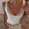 European and American Ins Style Fashion New Sexy Lace Versatile Solid Color Spice Girl Style Short Vest Top Women's Clothing