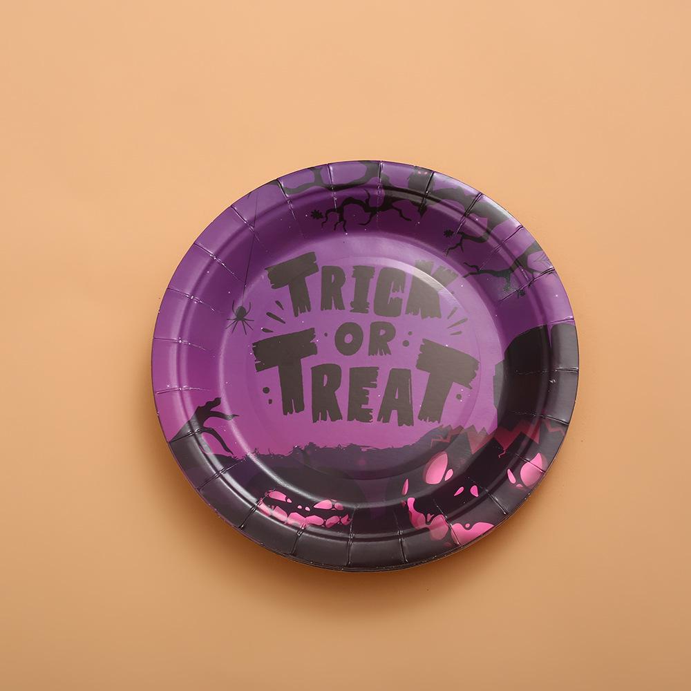 Cross-Border Halloween Party Disposable Plate Set: Pumpkin & Bat Paper Cups and Plates