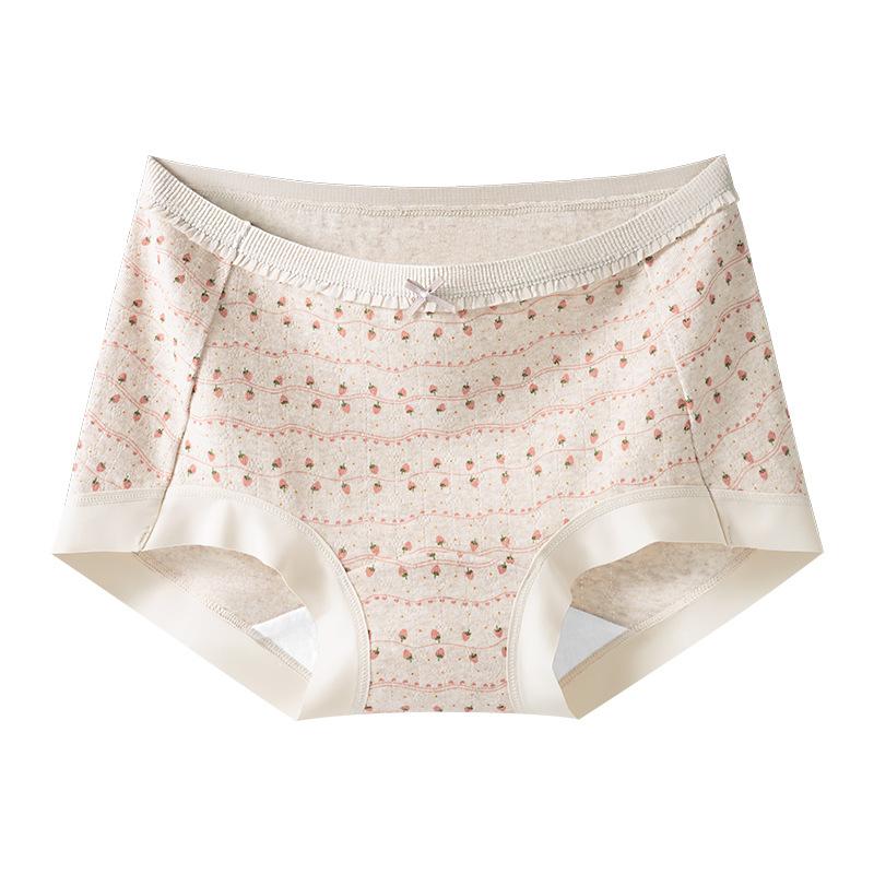 Female Spring and Autumn 10A Pure Cotton Extended Crotch No Trace Small Flat Angle Briefs