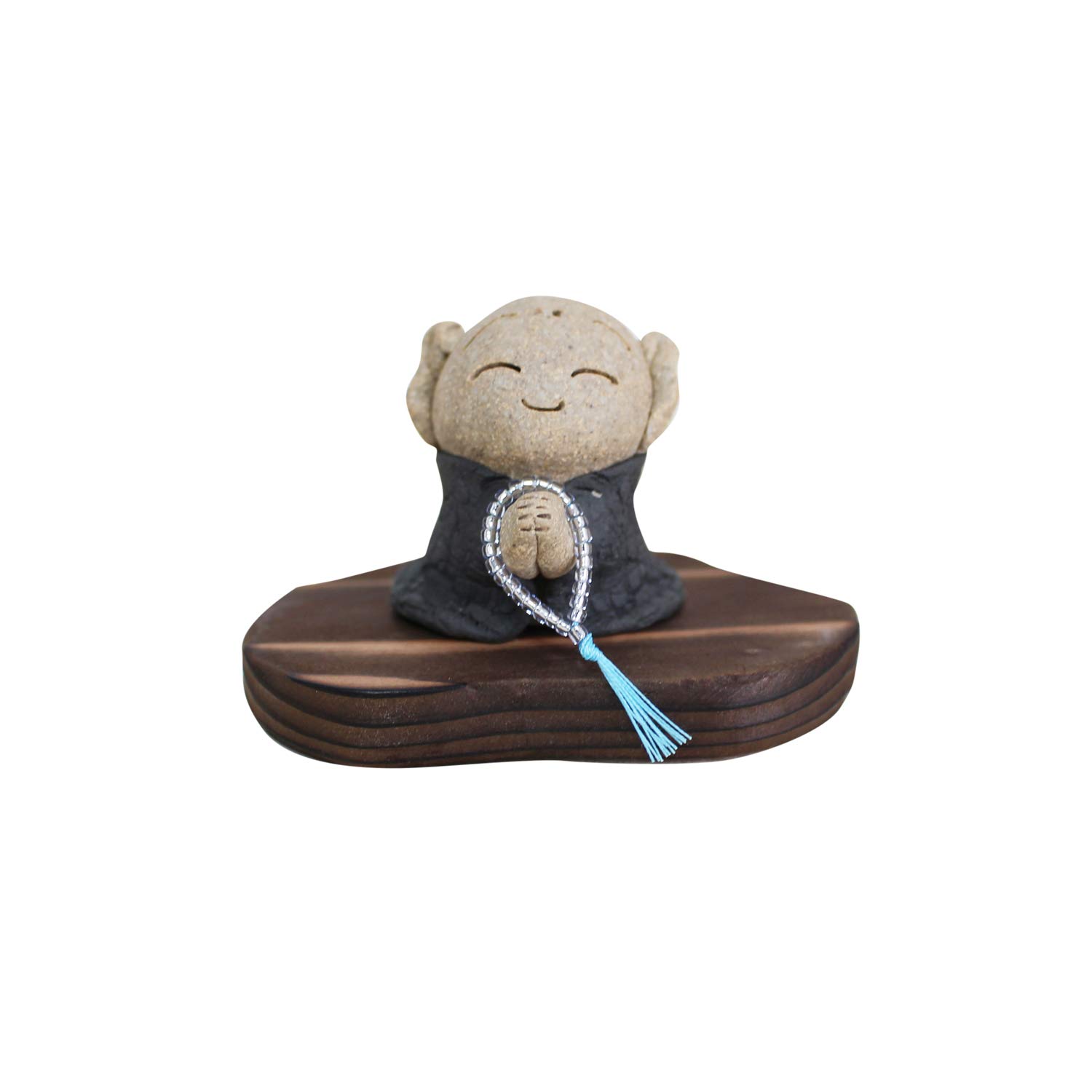 

Mini Arita Ware Jizo Urn, Made in Japan, Black Solid Wood, Includes Scarf, Stand, and Stand