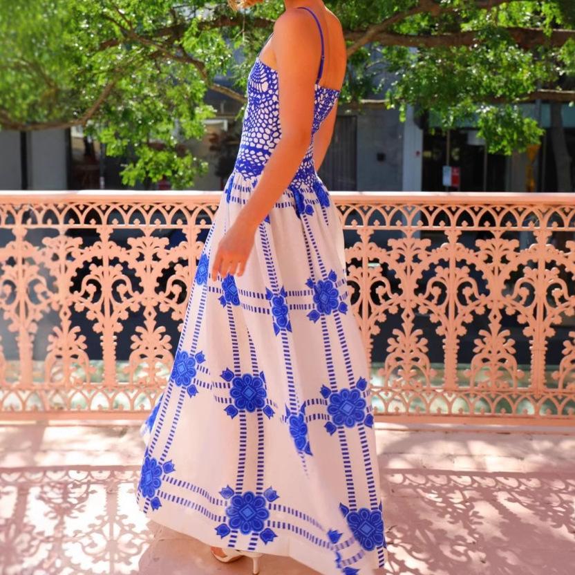 Women's Summer Casual Boho Long Sundress Spaghetti Strap Square Neck Sleeveless Flowy Maxi Dresses A Line Beach Dress for Women
