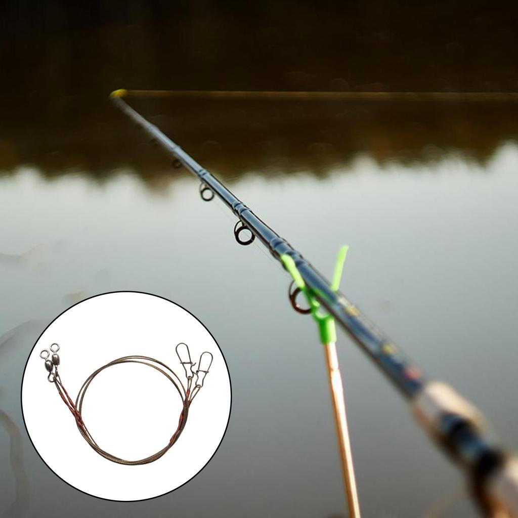 40cm Titanium Steel Fishing Leader Wire with Swivel and Snap for Bite Proof Lure Fishing Anti Abrasion Durable Strong