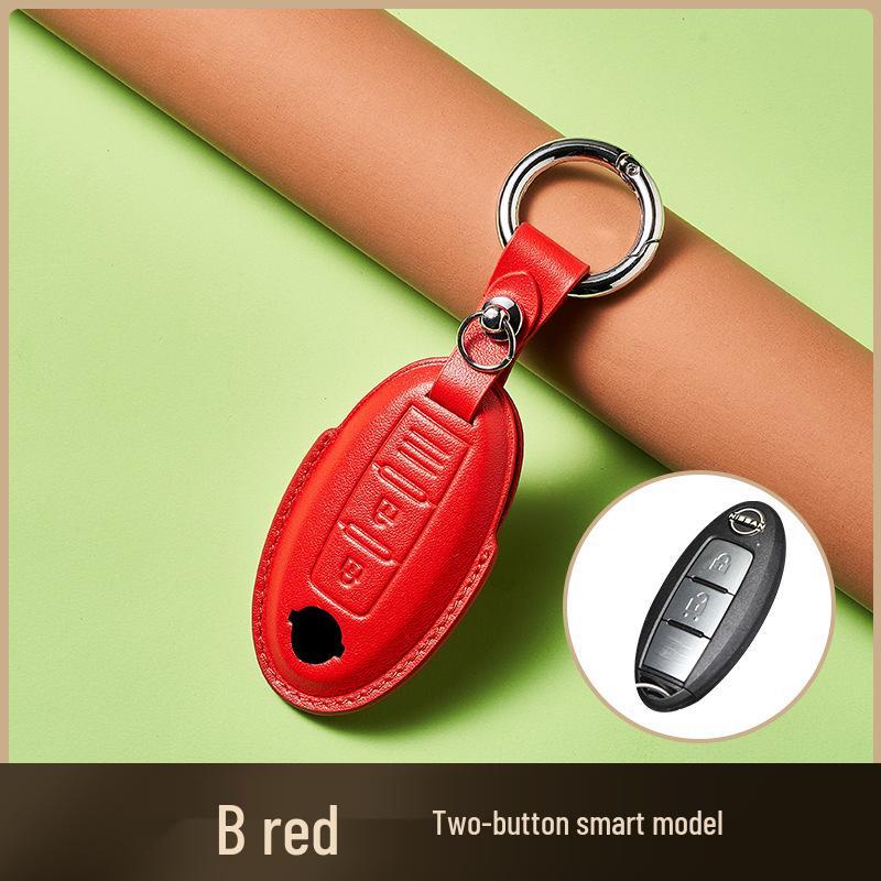 Skórzany Etui na Klucze ze Skóry Wyprawianej Roślinnie dla Nowego Kluczyka Samochodowego Sylphy Murano, Ręcznie Robiony Wzór Klamry dla Mężczyzn