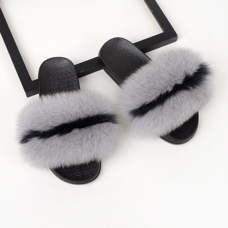 New Girls Fur Slippers Sandals Shoes Soft Luxury Women Lady Slides