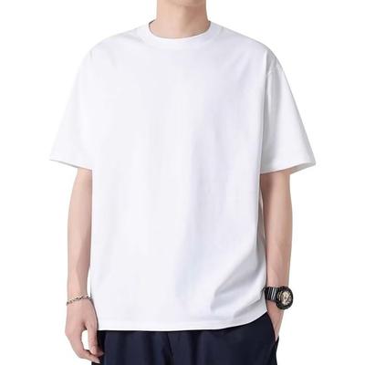 [Kayiyas] T-Shirt Men's Short Sleeve Thick Fabric Plain White L