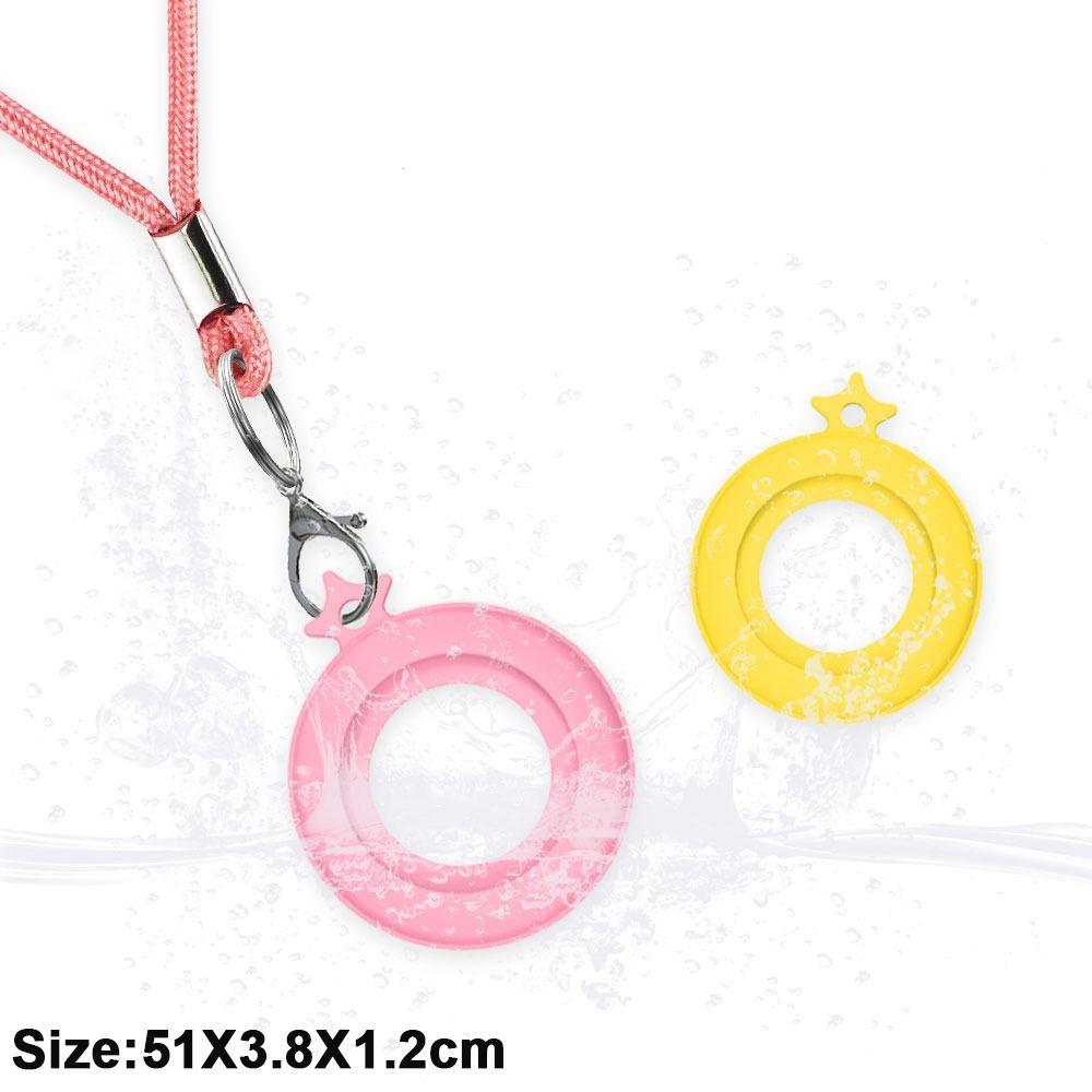 Silicone Kids Necklace with 4 Pack Cartoon Cap Necklace Holder Soft Protective Cover for AirTag