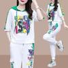 Women's Summer 2025 Hooded Tracksuit: Stylish Loose-Fit Two-Piece with Trendy Print Design.
