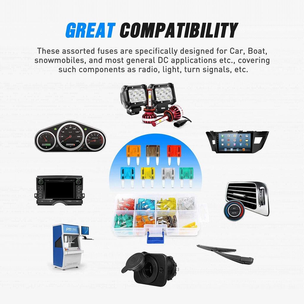 Kiligen 120pcs Small Fuse Car Fuse 3A 5A 7.5A 10A 15A 20A 25A