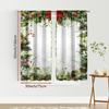 2PCS Digital Print Curtains, Pine Branch Red Berry Christmas Pattern, Natural Rustic Style for Xmas Holiday Home Decor